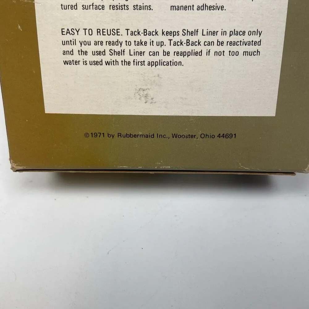 Vintage Rubbermaid Gold Shelf Liner NOS 12” x 25’ Roll w/ Original Box